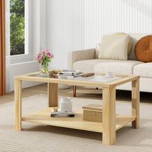 Load image into Gallery viewer, Modern Minimalist Glass Coffee Table with Storage Shelf - Suitable for Living Room
