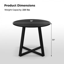 Load image into Gallery viewer, Costway Modern Black Round Dining Table with Cross Base - Suitable for Restaurant and Cafe