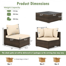 Charger l'image dans la galerie, Costway Large Sectional Couch Wicker Set of 7 Pieces - Suitable for Patio, Garden, and Backyard