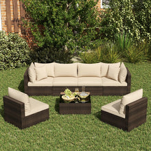 Charger l'image dans la galerie, Costway Large Sectional Couch Wicker Set of 7 Pieces - Suitable for Patio, Garden, and Backyard