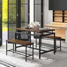 Load image into Gallery viewer, Industrial Style Dining Room Table Sets with 1 Long Table and 2 Benches - Suitable for Restaurant and Small Tavern