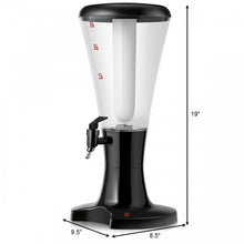 Load image into Gallery viewer, Black Portable 3L Beer Tower Dispenser with LED Lights - Ideal for Kitchen and Holiday Parties