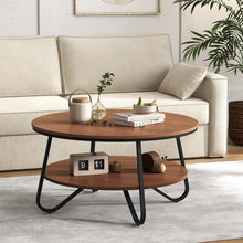 Charger l'image dans la galerie, Costway 2-Tier Round Coffee Table with Storage Space and Metal Frame - Suitable for Living Room and Office
