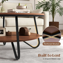 Charger l'image dans la galerie, Costway 2-Tier Round Coffee Table with Storage Space and Metal Frame - Suitable for Living Room and Office