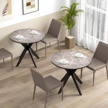 Load image into Gallery viewer, Costway Modern Black Round Dining Table for 4 with Marble Top and Cross Base - Suitable for Restaurant and Living Room Side Table