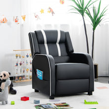 Load image into Gallery viewer, Costway Genuine Leather Couch Recliner Chair for Kids with Side Pockets and Footrest - Suitable for Bedroom and Playroom