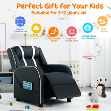 Load image into Gallery viewer, Costway Genuine Leather Couch Recliner Chair for Kids with Side Pockets and Footrest - Suitable for Bedroom and Playroom