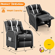 Load image into Gallery viewer, Costway Genuine Leather Couch Recliner Chair for Kids with Side Pockets and Footrest - Suitable for Bedroom and Playroom