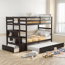 Load image into Gallery viewer, Multifunctional Pull-Out Double Bunk Bed with Drawer Storage Shelves