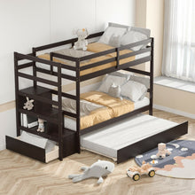 Load image into Gallery viewer, Multifunctional Pull-Out Double Bunk Bed with Drawer Storage Shelves