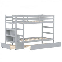 Load image into Gallery viewer, Multifunctional Pull-Out Double Bunk Bed with Drawer Storage Shelves