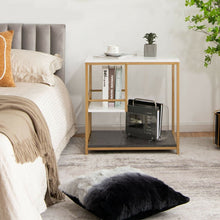 Charger l'image dans la galerie, Costway Modern Minimalist Bed Side Tables with Marble Top - 3-Tier Storage Side Table Suitable for Bedroom and Living Room