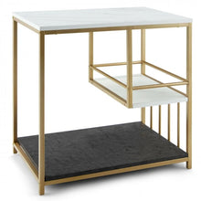 Charger l'image dans la galerie, Costway Modern Minimalist Bed Side Tables with Marble Top - 3-Tier Storage Side Table Suitable for Bedroom and Living Room