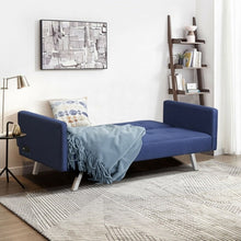 Load image into Gallery viewer, Costway Modern Blue Futon Bed Sofa Beds - 3-Seater with USB Power Outlet