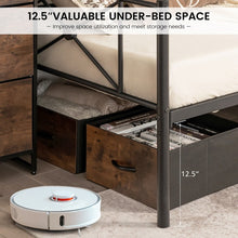 Load image into Gallery viewer, Modern Minimalist Black Metal Double Sofa Bed Frame with Carved Pattern