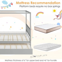 Load image into Gallery viewer, Wooden Canopy Bed Frame with Trundle Bed Casters for Children's Room