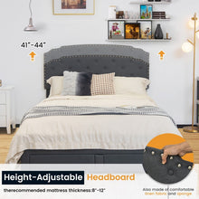Load image into Gallery viewer, Gray Upholstered Bed Frame with 4 Drawers and Button Tufted Headboard