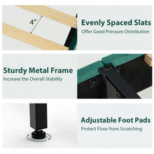 Load image into Gallery viewer, Green Upholstered Modern Minimalist Bed Frame with Headboard