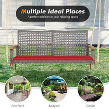 Load image into Gallery viewer, Outdoor Patio 2-Person Wicker Rocking Hanging Chair