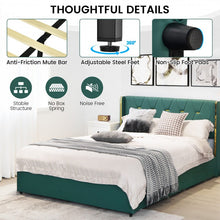 Load image into Gallery viewer, Green PU Leather Bed Frame with Headboard and 4 Storage Drawers