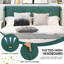 Load image into Gallery viewer, Green PU Leather Bed Frame with Headboard and 4 Storage Drawers