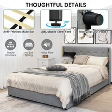 Load image into Gallery viewer, Modern Minimalist Grey Bed Frame with Storage Drawers and Headboard