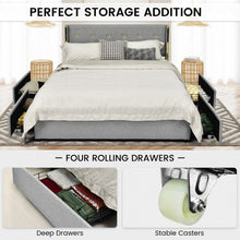 Load image into Gallery viewer, Modern Minimalist Grey Bed Frame with Storage Drawers and Headboard