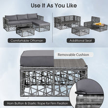 Load image into Gallery viewer, Costway Gray Big Sectional Couch Wicker Set of 5 Pieces with Cushioned Seats - Suitable for Patio, Garden, and Backyard