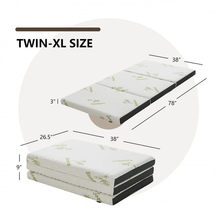 Portable Foldable Memory Foam Mattress with Carrying Case