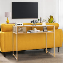 Load image into Gallery viewer, Costway Modern Console Tables for Entryway with Marble Top and Wire Storage Baskets - Suitable for Living Room and Porch