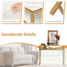 Load image into Gallery viewer, Costway Modern Console Tables for Entryway with Marble Top and Wire Storage Baskets - Suitable for Living Room and Porch