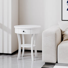 Load image into Gallery viewer, Modern Minimalist White 2-Tier Round Side Table for Living Room