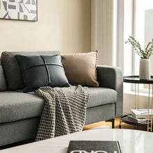 Load image into Gallery viewer, Costway Modern Leather Sofa Couch for 2 - Linen Upholstered Loveseat with Side Storage Pockets, Suitable for Living Room and Office