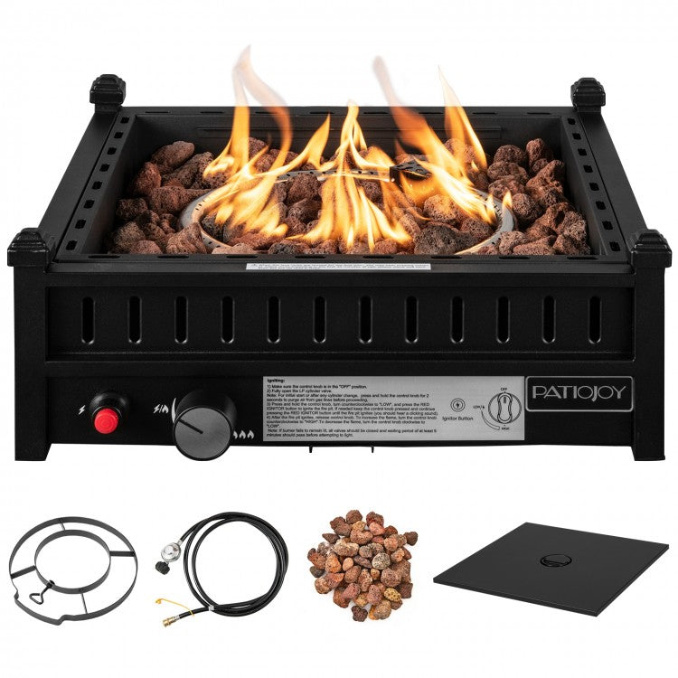 16.5-Inch Portable Black Propane Fire Pit for Outdoor Camping and Patio