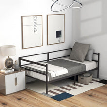 Load image into Gallery viewer, Black Modern Minimalist Metal Sofa Bed Frame with Storage Underneath