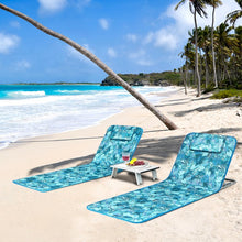 Load image into Gallery viewer, Green Portable 3-Piece Set: Beach & Pool Lounge Chairs with Folding Table