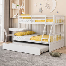 Load image into Gallery viewer, 3-in-1 Convertible Double Deck Bed with Guard Rails, Ladder, and Trundle Bed