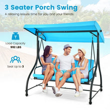 Load image into Gallery viewer, Outdoor Pool Patio 3 Seat Swing Chairs with Canopy Sun Shade