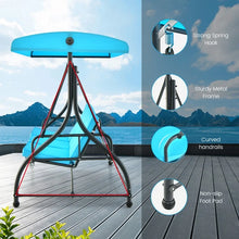 Load image into Gallery viewer, Outdoor Pool Patio 3 Seat Swing Chairs with Canopy Sun Shade