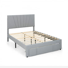 Load image into Gallery viewer, Modern Minimalist Gray Adjustable Headboard Wood Bed Frame with Drawers