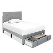 Load image into Gallery viewer, Modern Minimalist Gray Adjustable Headboard Wood Bed Frame with Drawers