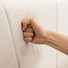 Load image into Gallery viewer, Modern Minimalist Wood Bed Frame with Upholstered Headboard and Storage