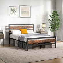 Load image into Gallery viewer, Industrial Style Metal Bed Frame with Headboard and Footboard