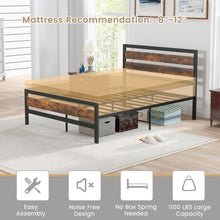 Load image into Gallery viewer, Industrial Style Metal Bed Frame with Headboard and Footboard
