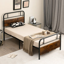 Load image into Gallery viewer, Rustic Industrial Style Bed Frame with Headboard and Footboard