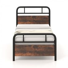 Load image into Gallery viewer, Rustic Industrial Style Bed Frame with Headboard and Footboard
