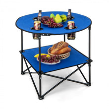 Load image into Gallery viewer, 2-Tier Foldable Table Camping with Portable Carrying Bag and 4 Cup Holders - Suitable for Beach and Fishing