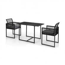 Charger l'image dans la galerie, Outdoor Black Dining Table Set - 3-Piece Set with Foldable Backrests - Suitable for Patio, Backyard, and Poolside