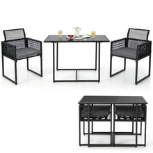 Charger l'image dans la galerie, Outdoor Black Dining Table Set - 3-Piece Set with Foldable Backrests - Suitable for Patio, Backyard, and Poolside