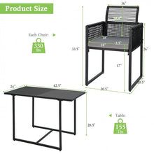 Charger l'image dans la galerie, Outdoor Black Dining Table Set - 3-Piece Set with Foldable Backrests - Suitable for Patio, Backyard, and Poolside